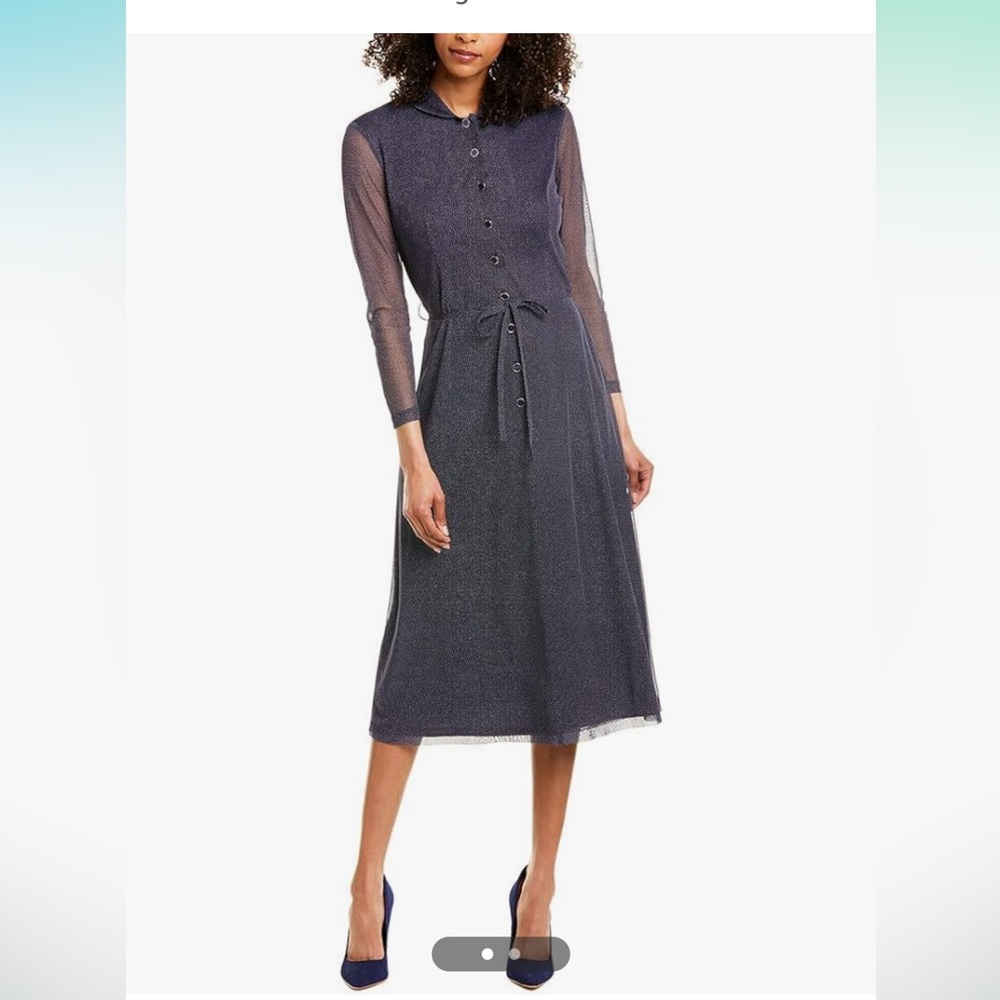 Anne Klein Midi Shirtdress Mesh Size 16
